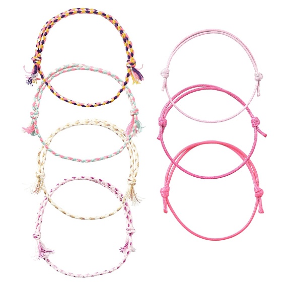 14Pcs 7 Colors Cotton Cord Bracelet Set for Men Women