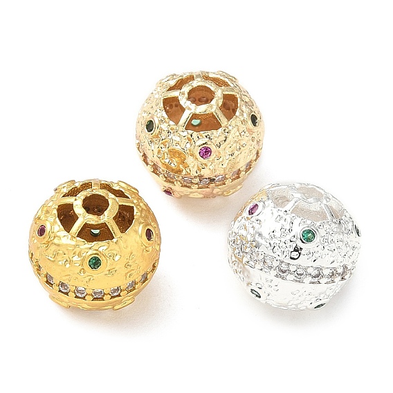 Латунные микро проложить кубического циркония бусы, долговечный, круглые