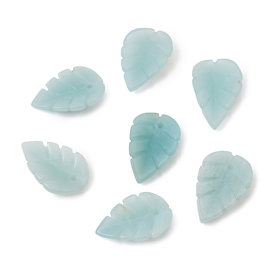 Natural Amazonite Carved Pendants, Leaf Charms