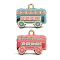 Alloy Enamel Pendants, Bus Charms, Golden