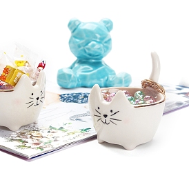 Керамическая тарелка для украшений в форме кошки, лоток для хранения колец, , Серьги