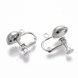 Латунный винт на конвертере серьги, спиральный зажим для ушей, для не проколотых ушей, с петлей, без никеля 