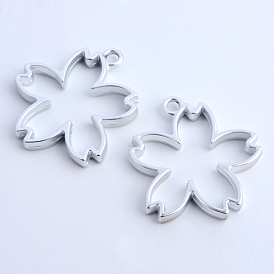 Матовая стойка из сплава сакура, подвески с открытой спиной, для diy уф смолы, эпоксидная смола, Прессованные цветочные украшения, без кадмия, без никеля и без свинца, 31.5x30x3.5 мм, отверстие : 2.8 мм