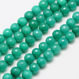 Malaisie naturel brins jade perles, perles à facettes ronde teints