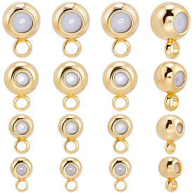 60шт 4 стили латунные трубчатые дужки, с резиновой заглушкой, круглые, стойки покрытие, без никеля 