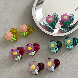 Cute Plastic Heart Hair Clip with Side Bangs for Girls