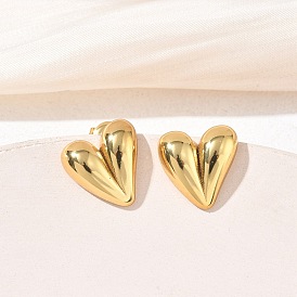 304 Stainless Steel Stud Earrings for Women, Heart, Ion Plating(IP)