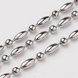 Electroplate Stainless Steel Ball Chains, Collar Necklace, Rice and Round