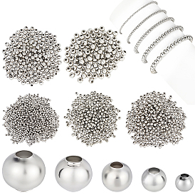 1500 шт. 5 стили 304 круглые бусины из нержавеющей стали с швом, для изготовления ювелирных изделий