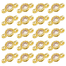 24 шт. латунные плоские круглые подвески-подвески с кубическим цирконием, золотые