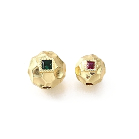 Латунные микро проложить кубического циркония бусы, без свинца и без кадмия, реальный 18 k позолоченный, прочное покрытие, круглые