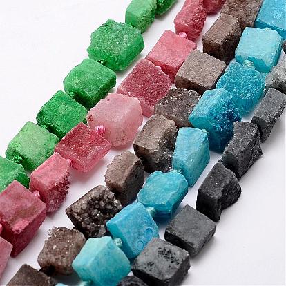 Perles d'agate de druzy naturelles et teintes, carrée