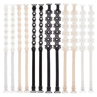 6 пары 6 стили регулируемые бретели бюстгальтера, плечевые лямки из полиэстера с кружевом, с пластиковыми бусинами и пряжкой