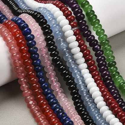 Натуральный белый нефритовый шарик нити, окрашенные, рондель