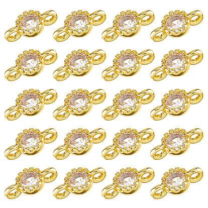 24 шт. латунные плоские круглые подвески-подвески с кубическим цирконием, золотые