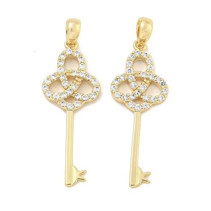 Латунные микропаве прозрачные подвески с фианитом, без кадмия, без никеля и без свинца, ключ