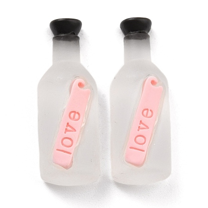 Translucent Resin Cabochons, Ocean Theme, Drift Bottle with Word love
