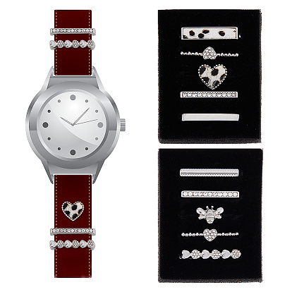 10 шт. 10 стильный прямоугольный ремешок для часов из сплава с кристаллами и стразами, ремешок для часов, заклепки, декоративные кольца, петли, сердце и пчела