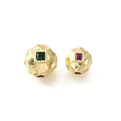 Латунные микро проложить кубического циркония бусы, без свинца и без кадмия, реальный 18 k позолоченный, прочное покрытие, круглые