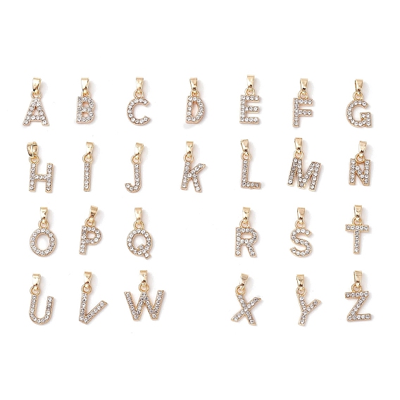 26шт. сплав с подвесками из хрустальных страз, Письмо ~ Z