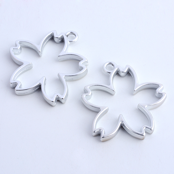 Матовая стойка из сплава сакура, подвески с открытой спиной, для diy уф смолы, эпоксидная смола, Прессованные цветочные украшения, без кадмия, без никеля и без свинца, 31.5x30x3.5 мм, отверстие : 2.8 мм