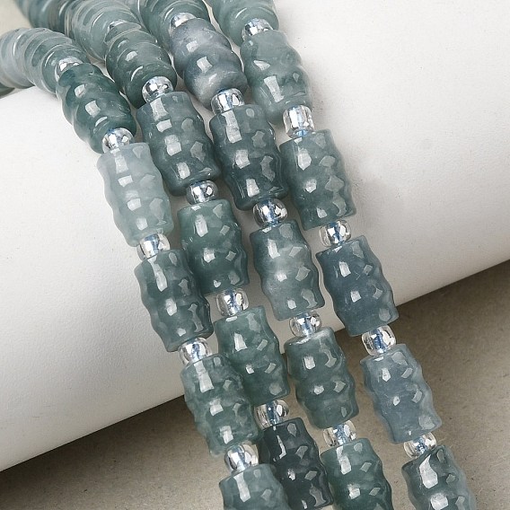 Бусы из натурального мьянманского жадеита, со стеклянными бусинами, колонка