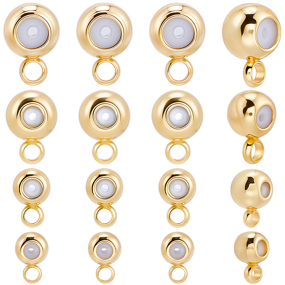 60шт 4 стили латунные трубчатые дужки, с резиновой заглушкой, круглые, стойки покрытие, без никеля 