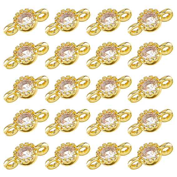 24 шт. латунные плоские круглые подвески-подвески с кубическим цирконием, золотые
