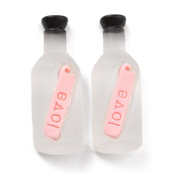 Translucent Resin Cabochons, Ocean Theme, Drift Bottle with Word love