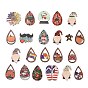 Printed Wood Pendants, Gnome & Teardrop & Flip Flops, Mixed Shapes