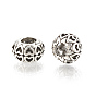 Alloy European Beads, Large Hole Beads, Hollow, Rondelle with Heart