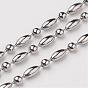 Electroplate Stainless Steel Ball Chains, Collar Necklace, Rice and Round