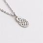 Stainless Steel Pineapple Pendant Necklace for Men - Laser Cut and Polished Hollow Design