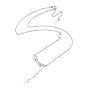 Brass Cable Chain Necklaces, Glass Shooting Star with Moon Pendant Necklaces