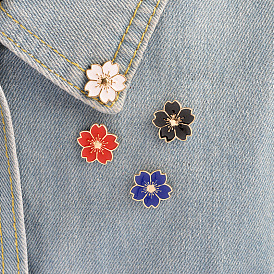 Charming Sakura Alloy Brooch Pin with Unique Oil Drop Design