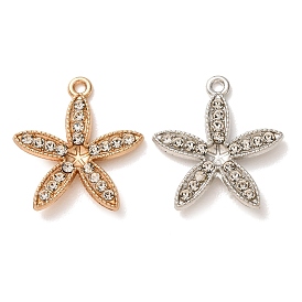 Pendentifs en alliage sertis de cabochons de strass, charmes de fleurs