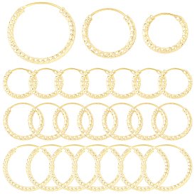 24шт. 3 стили латунные текстурированные серьги-кольца, круглые кольца, без свинца и без кадмия