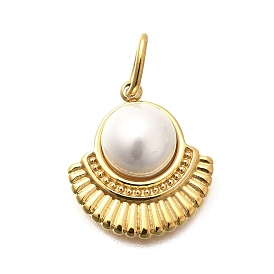 304 подвески из нержавеющей стали, с жемчугом из раковины , с целью перехода в кольце, фанатское очарование, ионное покрытие (ip)