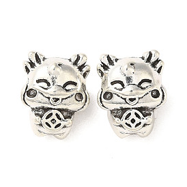 Tibetan Style Alloy European Beads, Large Hole Beads, Cadmium Free & Lead Free, Dragon with Coin