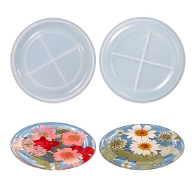 DIY Flat Round Cup Mat Silicone Molds, Resin Casting Molds, for UV Resin & Epoxy Resin Craft Making