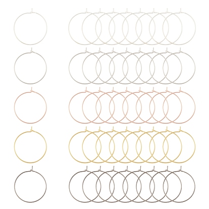 Brass Wine Glass Charm Rings, Hoop Earrings Findings