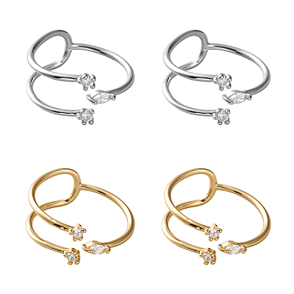 4 шт. 2 цвета латуни, стразы, регулируемые открытые манжеты для женщин