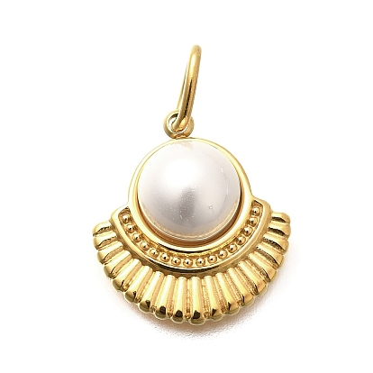 304 подвески из нержавеющей стали, с жемчугом из раковины , с целью перехода в кольце, фанатское очарование, ионное покрытие (ip)