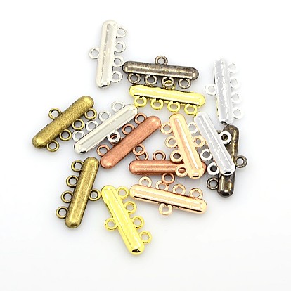 Alloy Chandelier Components Links, 4-Strand Reducer Connector, Rectangle, 11x23x2mm, Hole: 2mm