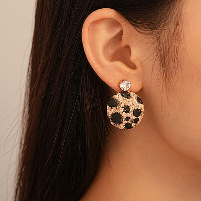 Плоские круглые серьги-гвоздики из сплава, со стразами