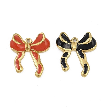 304 нержавеющей стальной эмали подвески, бантом прелести, золотые