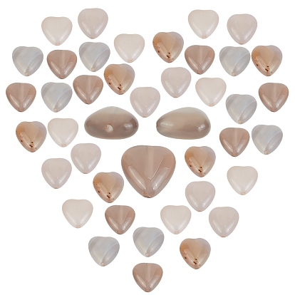 Natural Grey Agate  Beads Strands, Heart