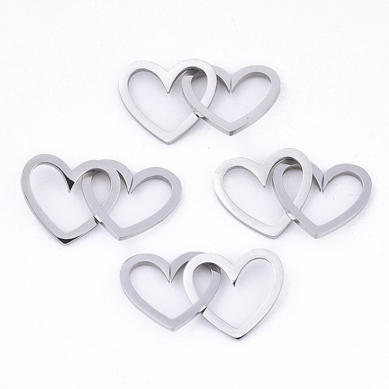201 Stainless Steel Linking Rings, Quick Link Connectors, Laser Cut, Heart