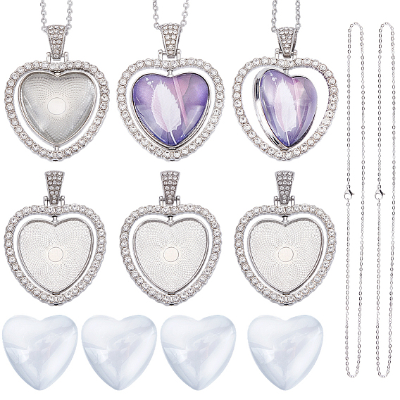 Наборы для изготовления ожерелий своими руками, включая 304 цепочки из нержавеющей стали, подвески из сплава с кабошонами и стеклянные кабошоны