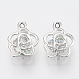 Alloy Cubic Zirconia Pendants, Flower